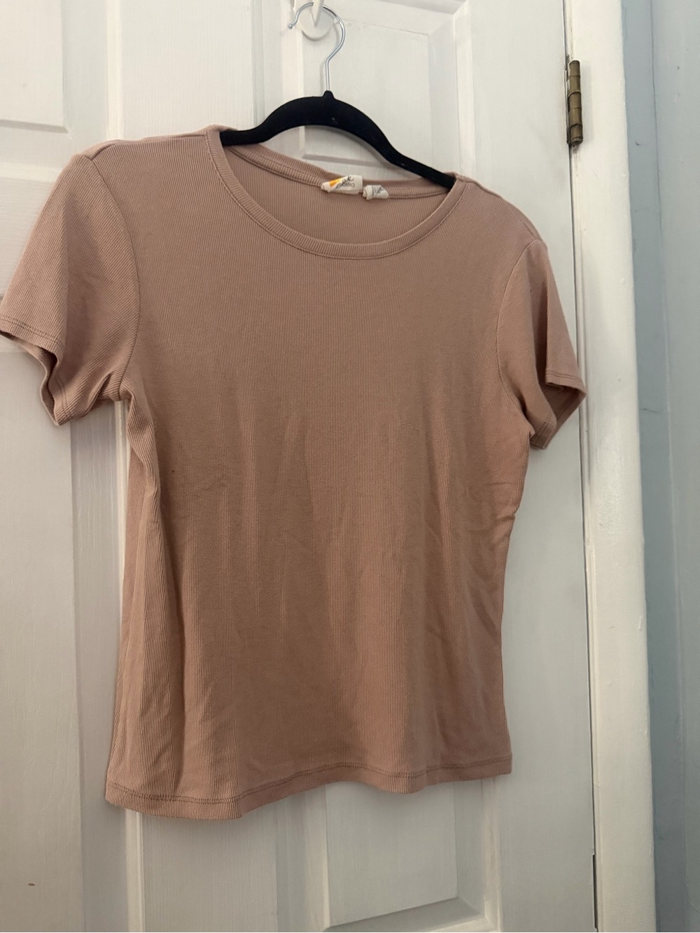 C&C California Taupe Ribbed Short Sleeve T-Shirt Size L